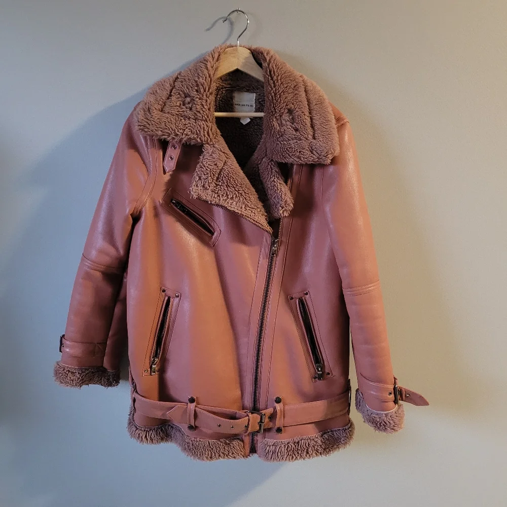 Avec le filles pink faux fur pilots jacket - Picture 9 of 14